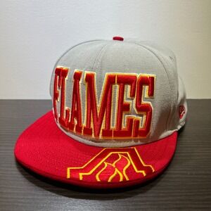 New Era Atlanta Flames Snapback Hat Gray Red "FLAMES" Logo "A" Emblem Size 8